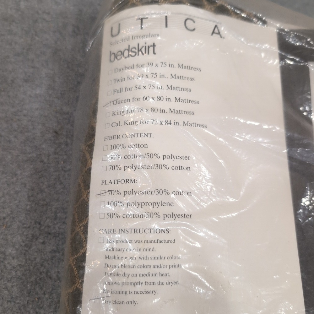 Utica Queen Bedskirt Olive Green Tan Geometric Trellis Pattern Bedding New - Picture 4 of 4